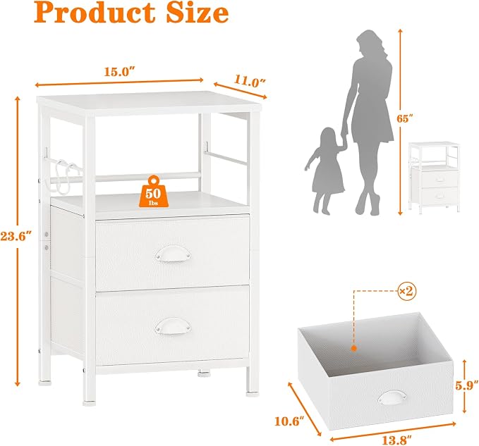 Furologee Nightstand Bedside Table - Image 3