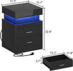 ChooChoo LED Nightstand with Charging Station, Smart Night Stand with Sliding - Image 2