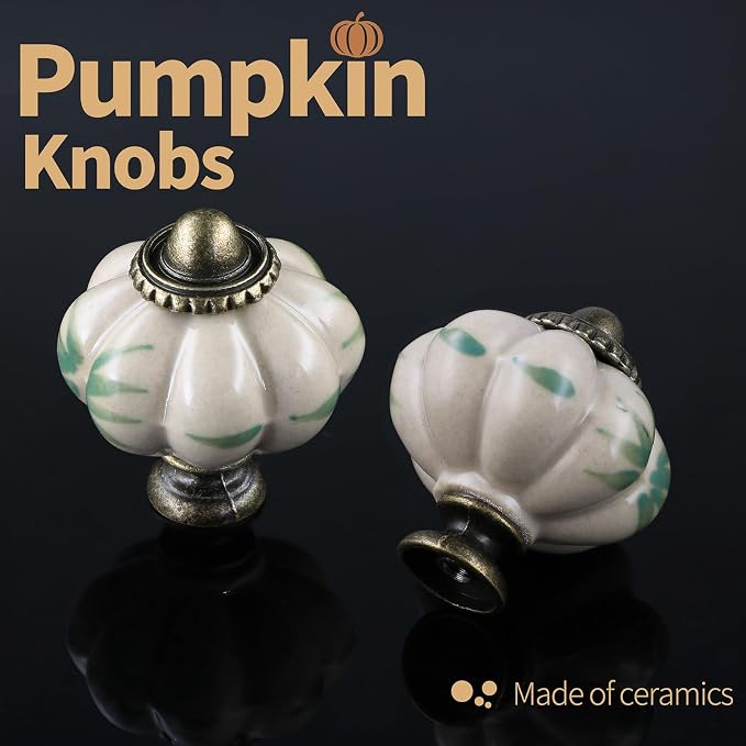 Ivory Pumpkin Knobs 12 Pack Ceramic Cabinet Knobs Vintage Drawer Pulls - Image 5