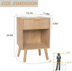 Fultyle Wood Nightstand with Charging Station, Bedside Table with Fluted - Image 3