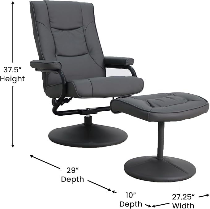 Flash Furniture Rachel Contemporary Multi-Position Recliner and Ottoman - Image 3