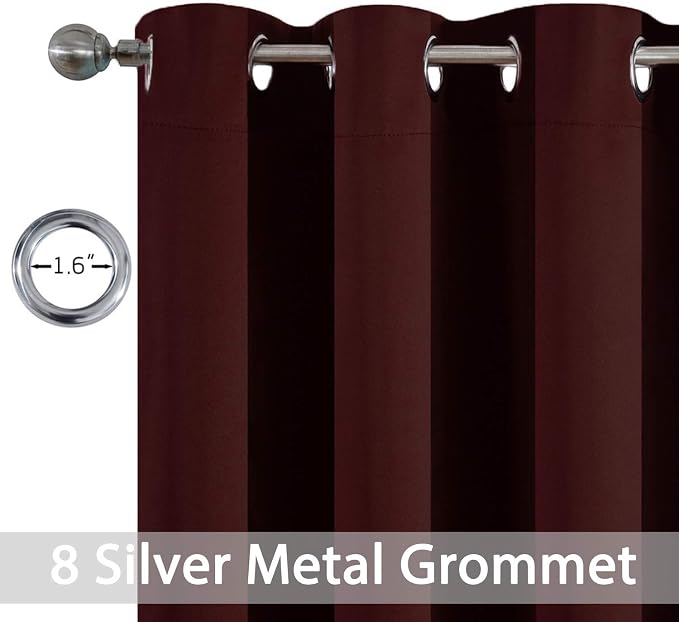 Yakamok Room Darkening Curtains 52x72 inch Length Burgundy Red-Living Room | 2 - Image 3