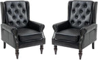 Mid-Century Wingback Chairs Set of 2, Faux Leather Accent Chairs Armchair by Lin-Utrend