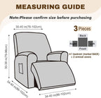 Gennia Recliner Chair Covers 3 Pieces Extra, Waterproof Jacquard Reclining - Image 4
