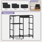 Somdot Black Nightstand with Charging Station and LED Light, Wide 5 Drawers - Image 7