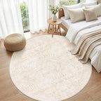 Round Area Rug Living Room: 6ft Neutral Washable Carpet Rug Beige | Vintage - Image 4