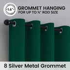 SimpleHome Dark Green 100% Blackout Curtains Room Darkening Living Room 72 | - Image 6