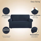 Easy-Going Stretch Loveseat Couch Covers Washable Dark Blue | 1-Piece Loveseat - Image 3