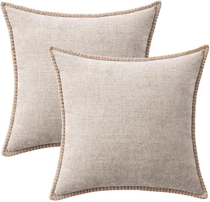 MIULEE Decorative Couch Throw Pillow Covers 18x18 Inch Taupe 2 Pack | Farmhouse - Image 8