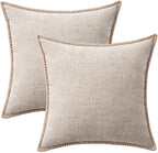 MIULEE Decorative Couch Throw Pillow Covers 18x18 Inch Taupe 2 Pack | Farmhouse - Image 8