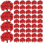 48 Pack Poinsettia Flowers Artificial Christmas, Red Poinsettia Flowers by BLEUMCADE