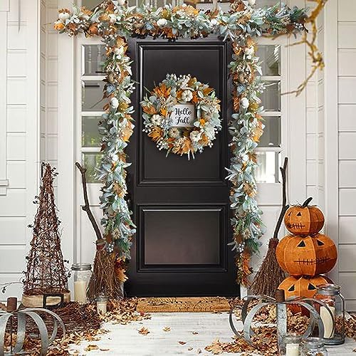 Fall Wreath Pumpkin Garland Thanksgiving Autumn Neutral Garlands Decoration - Image 5