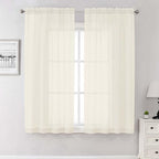 Cream Sheer Curtains 68 Inch Length 2 Pcs, Light Filtering Bedroom Curtains by Lecloud