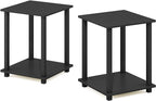 Furinno SIMPLISTIC Side Table Set of 2, 2-Tier Square Modern End Table - Image 6