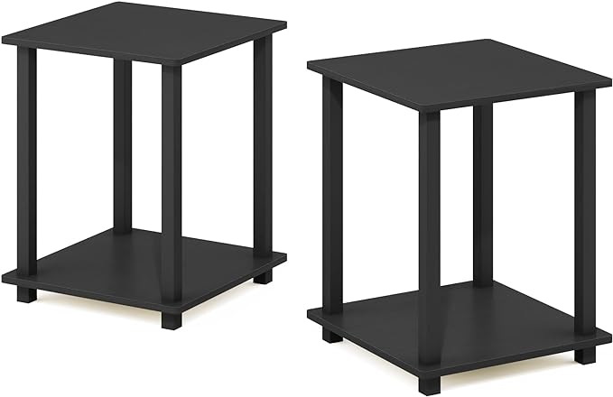 Furinno SIMPLISTIC Side Table Set of 2, 2-Tier Square Modern End Table - Image 6