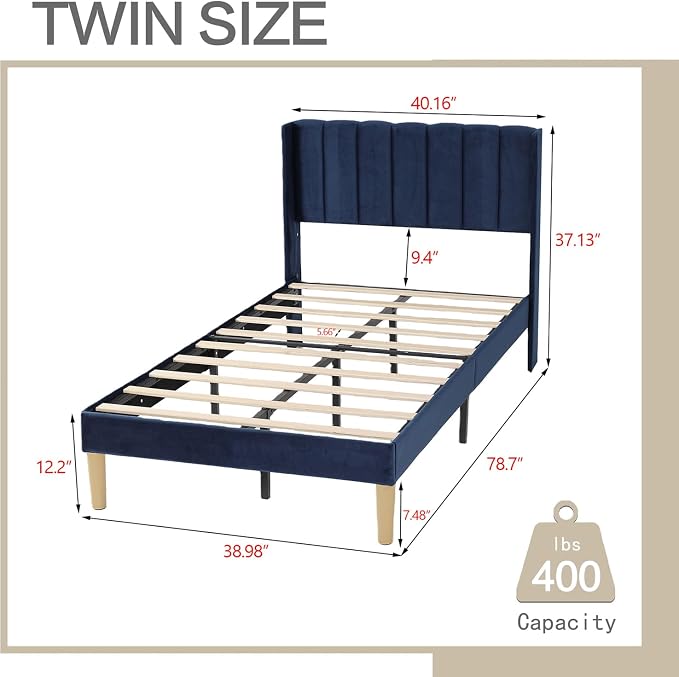 AGARTT Upholstered Platform Bed Frame Twin Size - Image 2