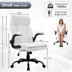 High Back Office Chair with Flip-up Armrests, Leather Comfy Desk Chair with - Image 2