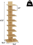 TUTOTAK Narrow Bookshelf, 8-Tier Bookcase, Spine Book Shelf - Image 2