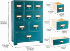 Apothecary Cabinet with 9 Drawers & Labels Rustic Library Card Catalog Cabinet - Image 3