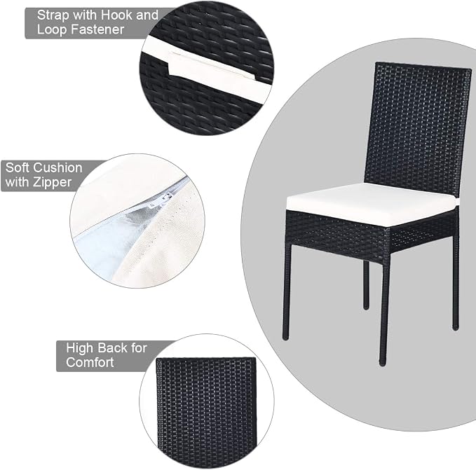 Tangkula 10 Pieces Wicker Patio Dining Set, Outdoor Rattan Table & Chairs Set - Image 7