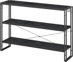 HCHQHS Bookshelf, 3-Tier Industrial Bookcase, Freestanding Horizontal by HCHQHS
