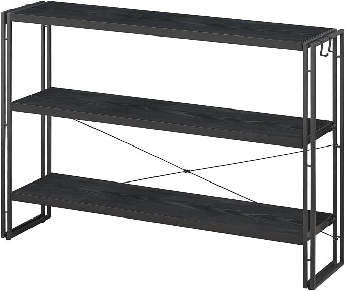 HCHQHS Bookshelf, 3-Tier Industrial Bookcase, Freestanding Horizontal by HCHQHS