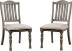 Transitional Style 2pcs Side Chairs Antique Gray Solid Wood Gray Fabric Dining - Image 5