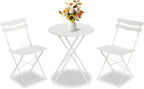 GarveeLife 3 Piece Patio Bistro Set, Folding Patio Bistro Table and Chairs Set by GarveeLife