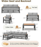 Outdoor Aluminum Patio Furniture Set 11 Seats, Patio Sectional Corner Couch Set - Image 3