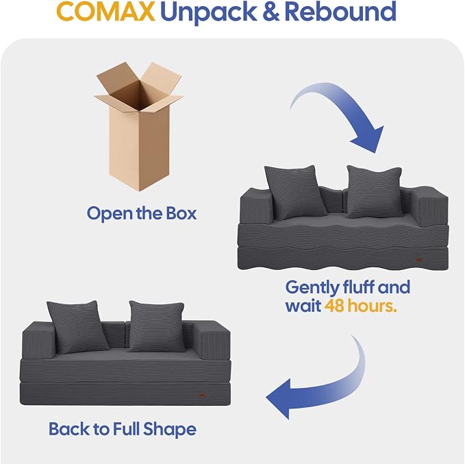 COMAX Futon Sofa Bed, 4‑in‑1 Convertible Sofa Bed, Folding Boneless Couches - Image 6