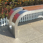 LITFAD Outdoor Indoor Bench Stainless Steel Metal Park Bench - Image 4