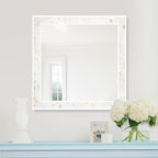 Tanmicoshomy 30 x 30 Inch White Rectangle Wall Mirror, Natural Shell Framed - Image 7