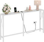 Gewudraw Console Table with Oulets and USB Ports, 55.1" Sofa Table Behind Couch by Gewudraw