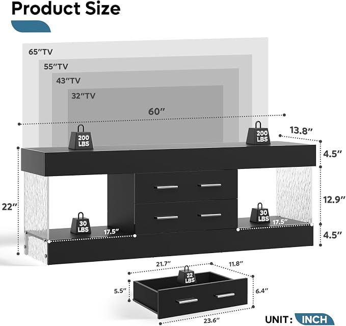 Bestier Modern 60 Inch TV Stand - Image 2