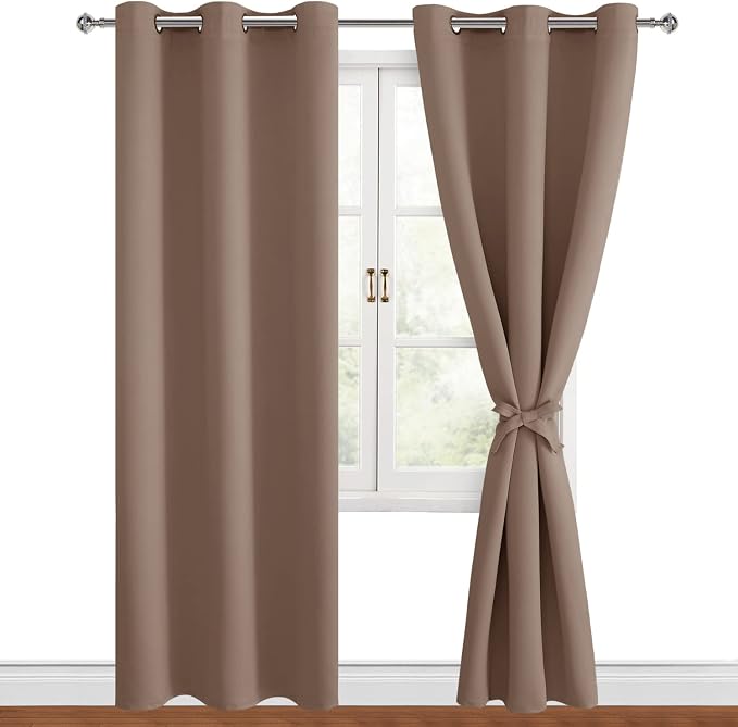 Blackout Curtains for Bedroom 42 x 84 Inch Long Cappuccino 2 Panels | Thermal by Hiasan
