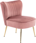 Velvet Accent Chairs Set of 2 Comfy Living Room Chair Armless Slipper Chair Mid - Image 9