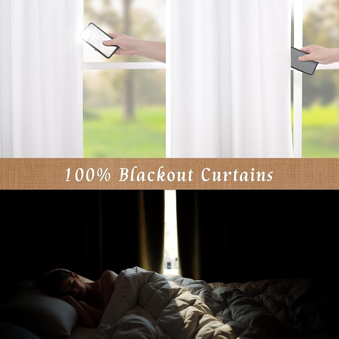 Full Blackout Linen Curtains 60 Inch - Image 3