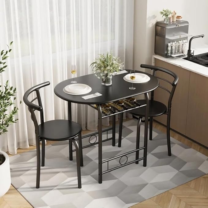 Shahoo 3-Piece Wooden Dining Table Set, Kitchen Breakfast Nook Sets by BuynowfromShahoo