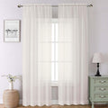 Ivory Sheer Curtains 90 Inches Long 2 Panels, Elegant Light Filtering Voile by Lecloud