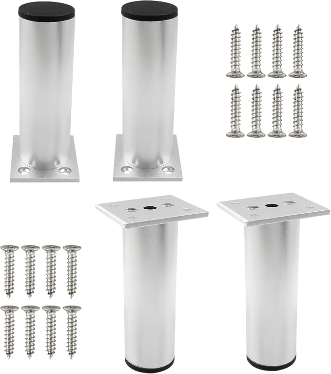 Set of 4 Aluminum Alloy Furniture Legs 4.7 Inch Height, 1.5 Inch Diameter by Kyuionty