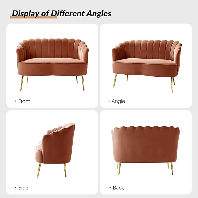 HULALA HOME Modern Velvet Loveseat Sofa - Image 5