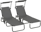 Outsunny Folding Chaise Lounge Pool Lounge Chairs Set of 2, Outdoor Sun Tanning by Outsunny