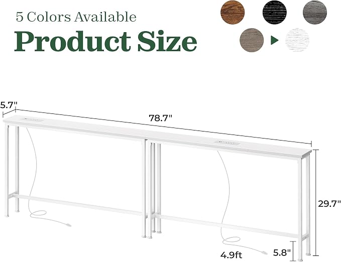 SUPERJARE 5.7 Inch Narrow Console Table - Image 3