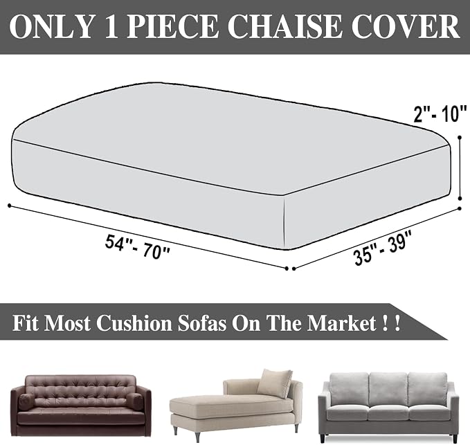 LA MEACK Couch Cushion Cover Chaise Lounge Cover Washable Separate Seat Chaise - Image 6