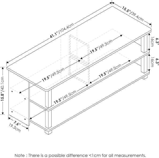 Furinno Sully TV Stand, 3-Tier Rectangular Entertainment Center - Image 3