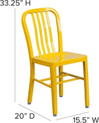 Flash Furniture Commercial Grade Yellow Metal Indoor-Outdoor Chair - Image 3