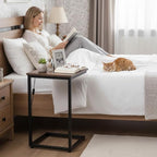 AMHANCIBLE C Shaped End Tables, Couch Side Tables that Slide Under, TV Trays - Image 2