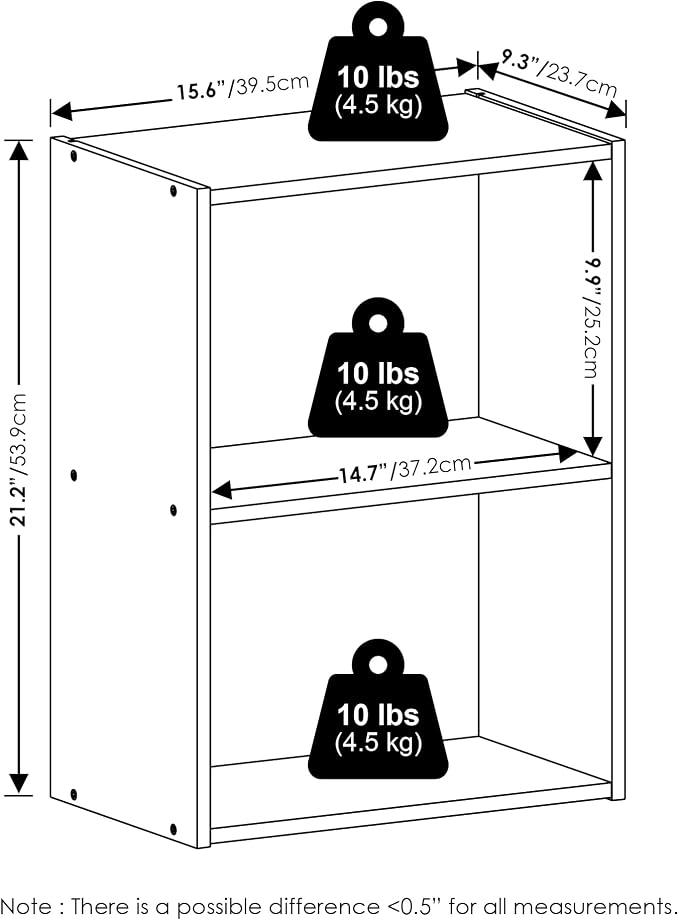 Furinno LUDER Book Shelf, 2-Tier Modern Bookshelf, Open Shelves Bookcase - Image 3
