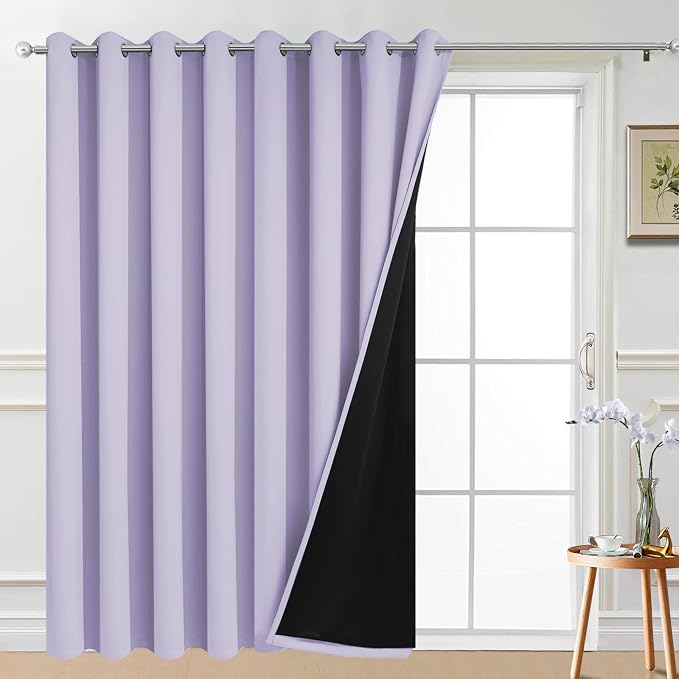Yakamok Lilac 100% Blackout Patio Door Curtain Panels W100 x L96, 1 Panel | by Yakamok