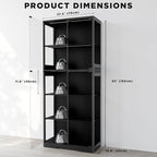 65" Tall Display Case with Glass Doors, Lighted Display Cabinet Bookcase with - Image 3